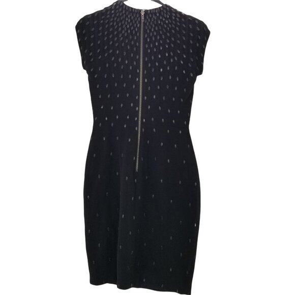 Alc Black Leather Embellished Cap Sleeve Cocktail Party Sheath Dress Size 12 - Picture 4 of 10